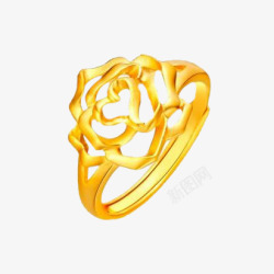 周大福花月佳期玫瑰黄金戒指素材