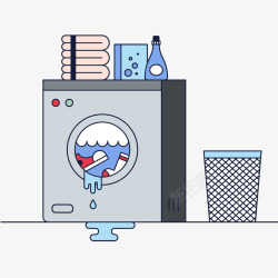 卡通篓子卡通洗衣机洗衣服高清图片