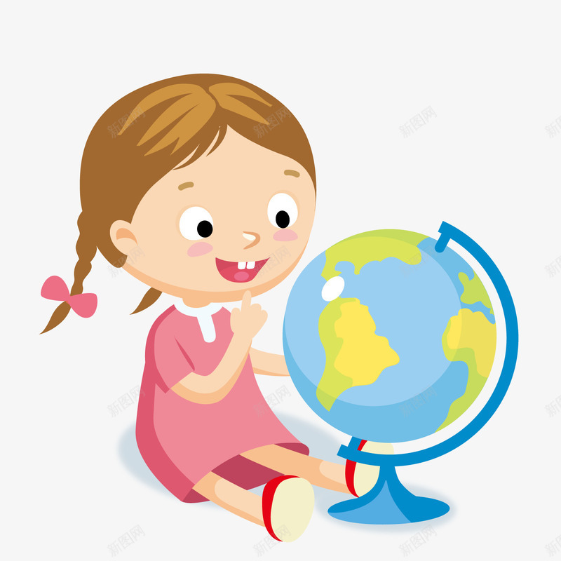 坐在地球仪前的小女孩png免抠素材_新图网 https://ixintu.com 地球仪 女孩 微笑