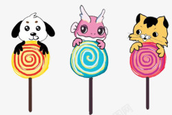甜糖果动物卡通棒棒糖高清图片