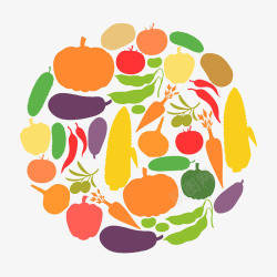 彩色蔬菜圆形图案素材