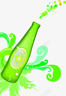 夏日必备饮品夏日海报饮品卡通啤酒绿色高清图片