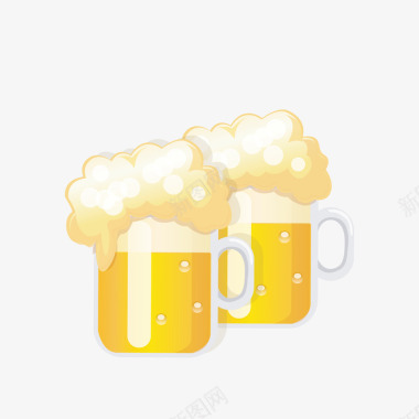 卡通两杯啤酒图标图标