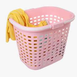 塑料双层洗衣篮带衣服粉色塑料筐洗衣篮高清图片