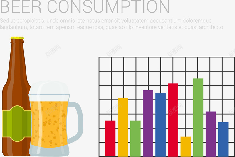 啤酒消费量信息图表PPT矢量图ai免抠素材_新图网 https://ixintu.com 个性信息图表 啤酒 彩色信息图片 彩色信息图表 时尚图表 酒杯 矢量图