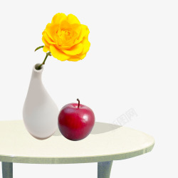 桌上的花和苹果素材