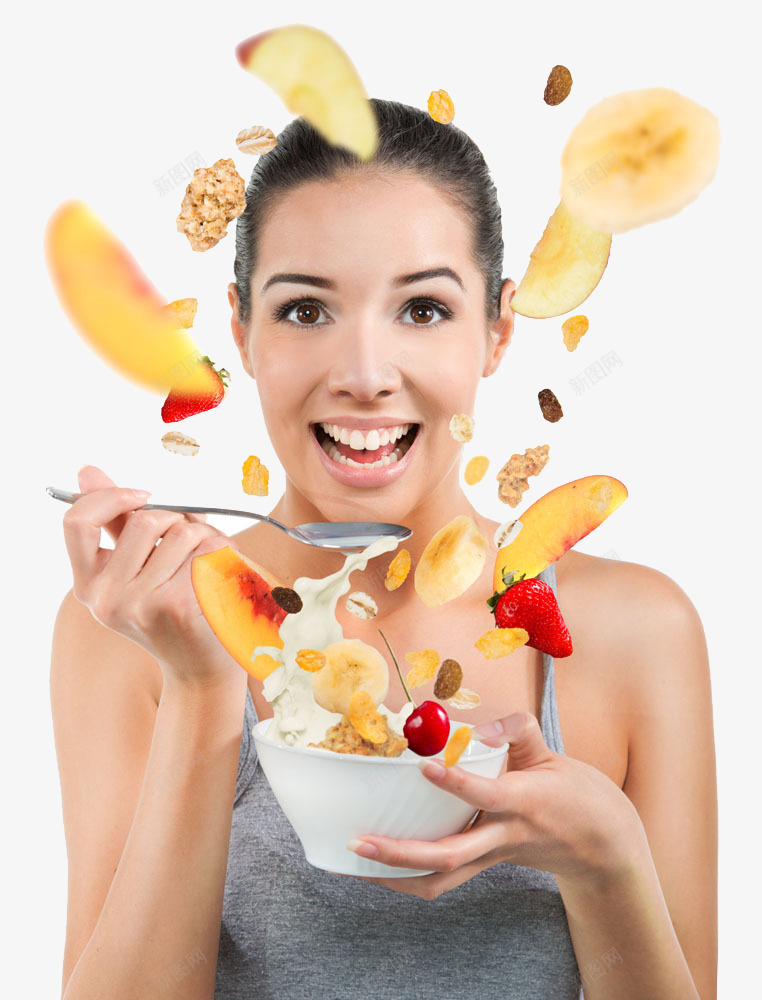 人物水果盘png免抠素材_新图网 https://ixintu.com 多彩 女性 实物 水果 食物