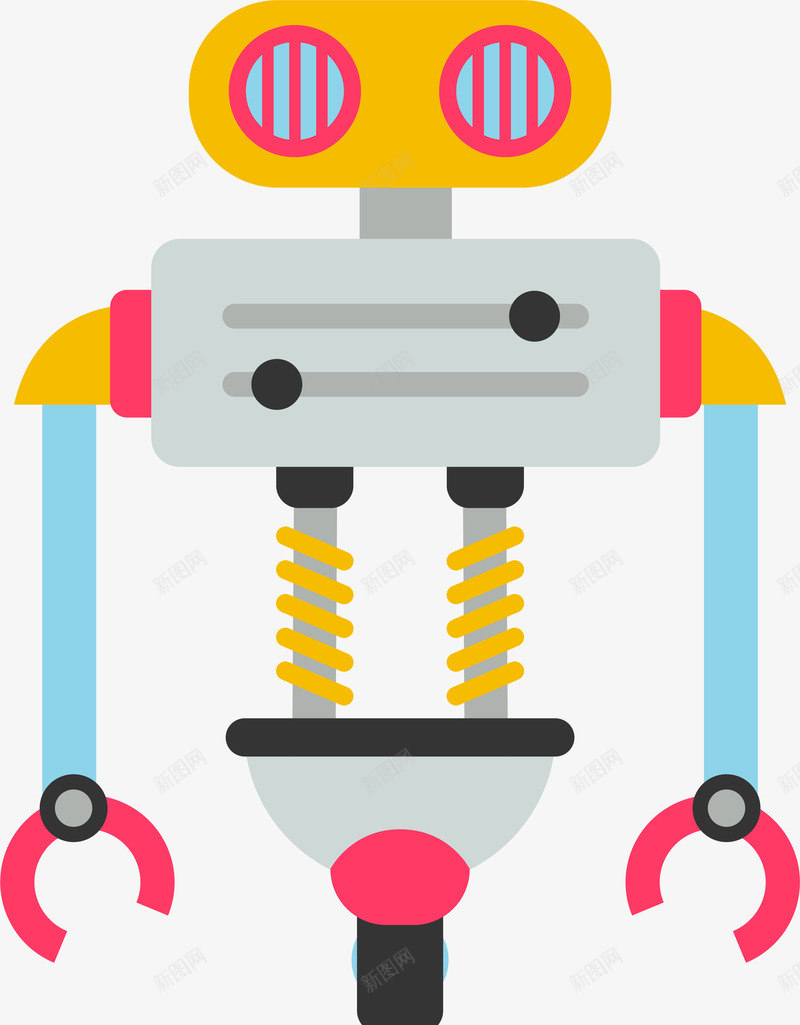 手绘创意智能机器人人物矢量图ai免抠素材_新图网 https://ixintu.com 人工智能 卡通科技 卡通科技机器人 智能机器人 智能科技 机械 科技 矢量图