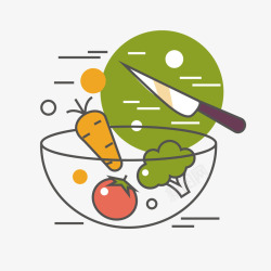 彩色手绘线稿蔬菜美食元素矢量图素材