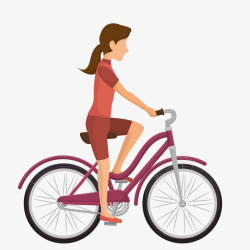 骑自行车的女性人物矢量图素材
