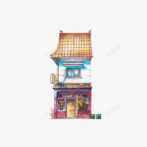 卡通店铺楼房png免抠素材_新图网 https://ixintu.com 便利店 卡通 店铺 楼房 瓦房