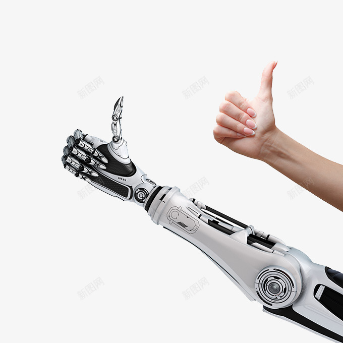 竖大拇指的机械臂和手臂png免抠素材_新图网 https://ixintu.com 实物 手臂 机器人手 机械 机械臂