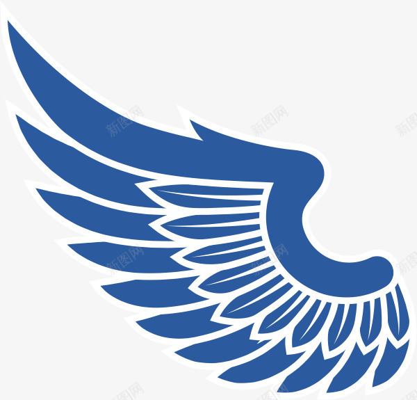 蓝色卡通手绘翅膀造型png免抠素材_新图网 https://ixintu.com 卡通 翅膀 翅膀造型KT板 蓝色 造型