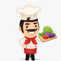 厨师职业卡通拿着蔬菜的厨师人物矢量图高清图片