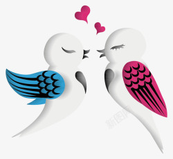 卡通亲吻中的情侣卡通鸽子高清图片