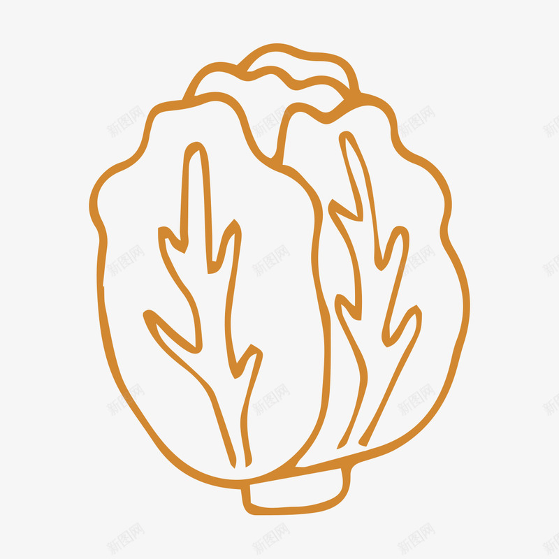 橘色白菜png免抠素材_新图网 https://ixintu.com 一棵 卡通 手绘 橘色 白菜 简笔 线条 蔬菜