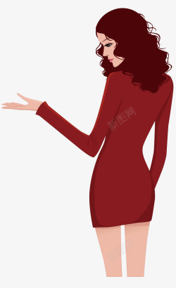 红衣服女人伸手的女人高清图片