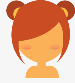 丸子头橙色女性发型素材