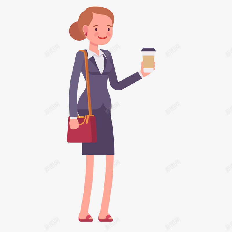 拿着咖啡杯的商务人士矢量图ai免抠素材_新图网 https://ixintu.com 咖啡 商务人士 喝咖啡 女性人物 微笑 矢量图