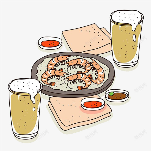 啤酒配虾png免抠素材_新图网 https://ixintu.com 啤酒 教育 新鲜 海鲜简笔画 美食 装饰 调味酱