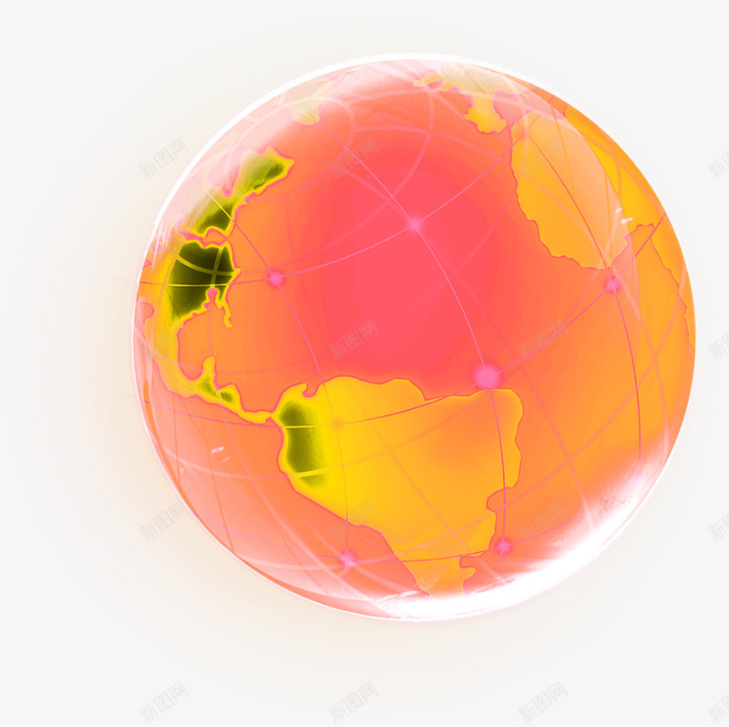 黄红色手绘地球图标png_新图网 https://ixintu.com 图标 地球 红色