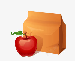 卡通袋子红苹果素材