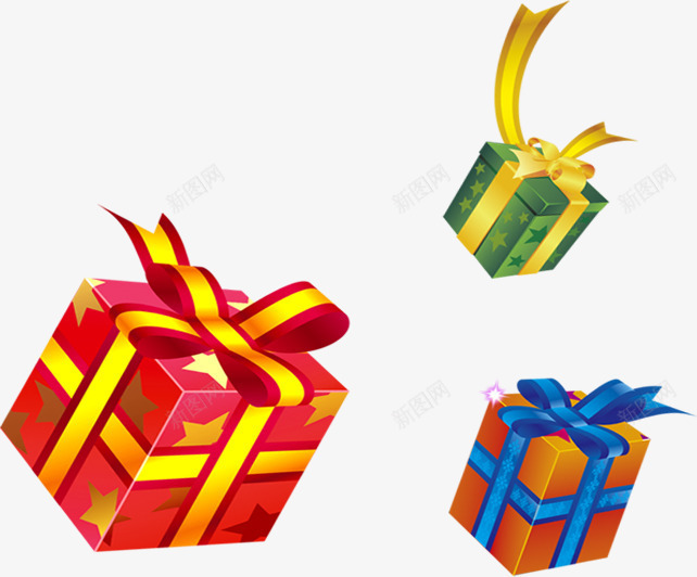 三个颜色立体的礼品盒png免抠素材_新图网 https://ixintu.com 礼品盒 立体 颜色