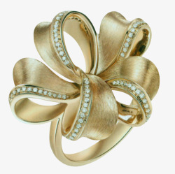 精美黄金钻石珠宝花朵戒指素材