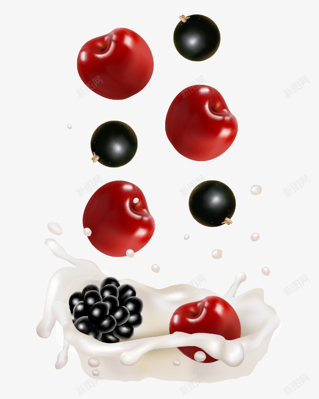 牛奶水果樱桃黑莓png免抠素材_新图网 https://ixintu.com 樱桃 水果 牛奶 黑莓