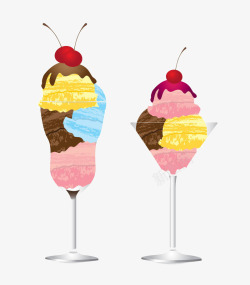 夏季乳制品玻璃杯里的樱桃冰淇淋高清图片