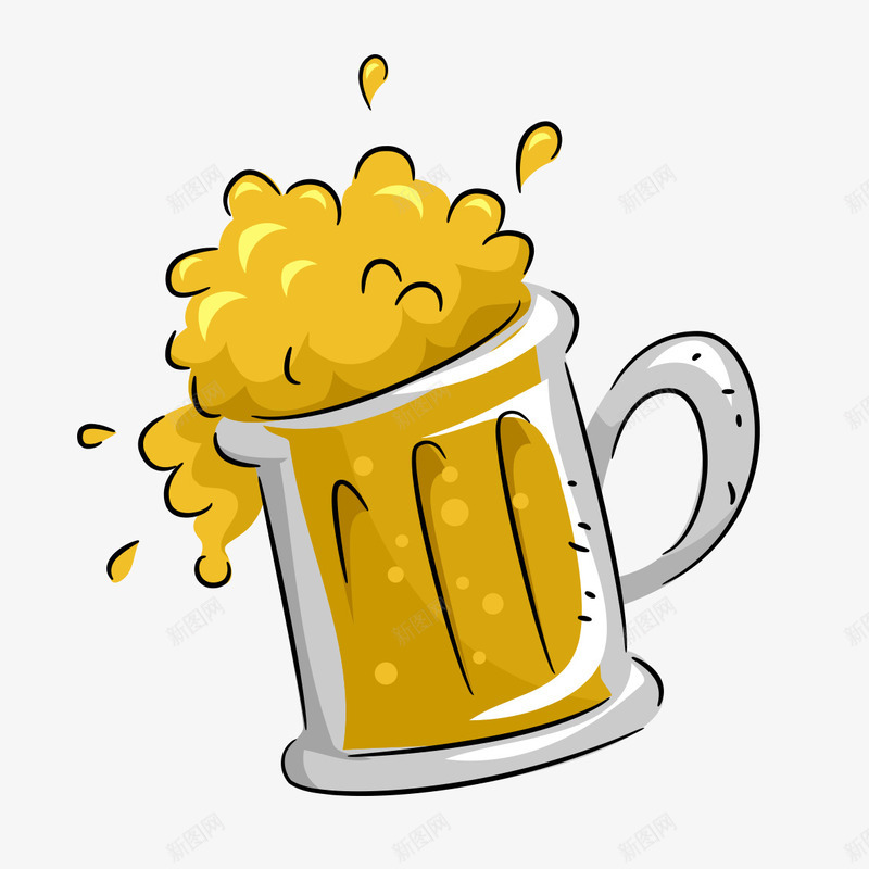 啤酒杯卡通图形png免抠素材_新图网 https://ixintu.com 创意 卡通 啤酒杯 图形