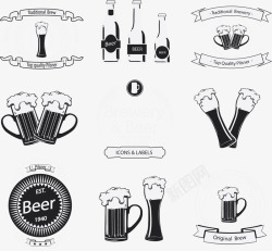 9款白色啤酒标签矢量图素材