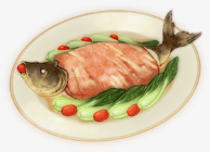 清蒸鱼蔬菜图标图标