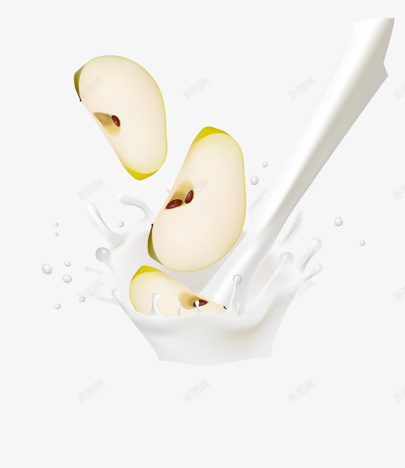 苹果牛奶矢量图ai免抠素材_新图网 https://ixintu.com 切开的苹果 液体 牛奶 苹果 矢量图