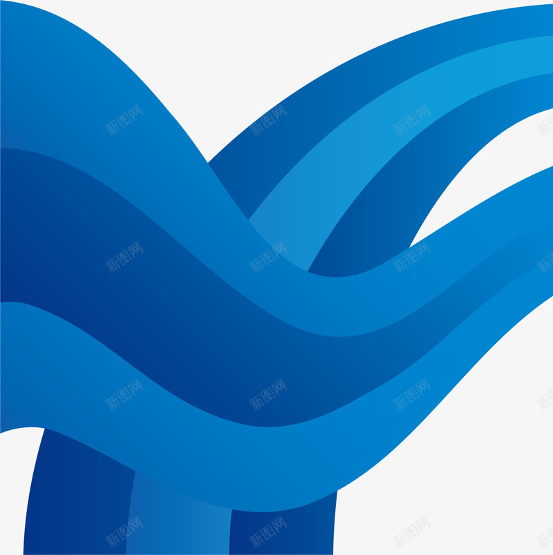 蓝色曲线背景png免抠素材_新图网 https://ixintu.com 弧形线条 海浪线条 简约曲线 线条花纹 蓝色背景 边框纹理