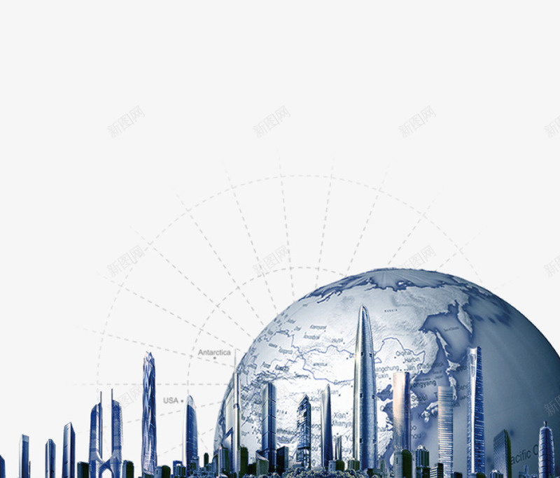 地球城市建筑群png免抠素材_新图网 https://ixintu.com 商务 商圈 房地产 环球