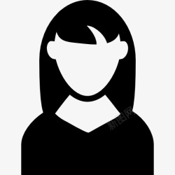 头发的轮廓女人黑长头发的头像图标高清图片