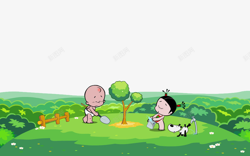 绿色植被下的地球png免抠素材_新图网 https://ixintu.com 小孩 植树 绿色 绿色地球 绿色植被