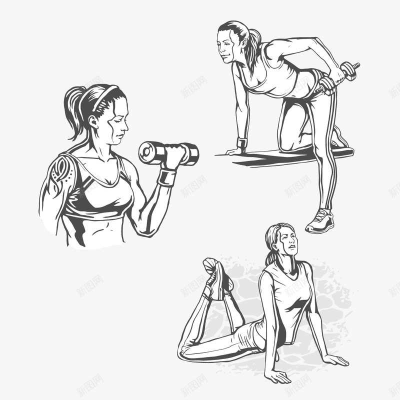 健身房健身的女性png免抠素材_新图网 https://ixintu.com 健康 健身卡 瑜伽 白色 运动