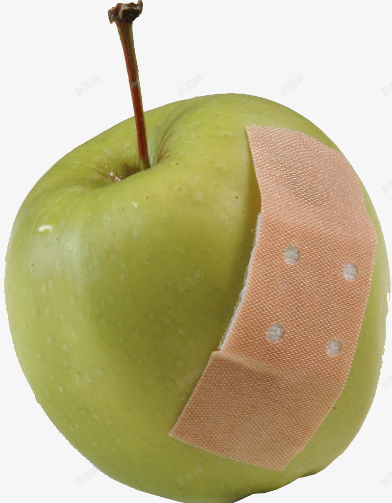 粘着创可贴的青苹果png免抠素材_新图网 https://ixintu.com png图片 创可贴 受伤 水果 青苹果