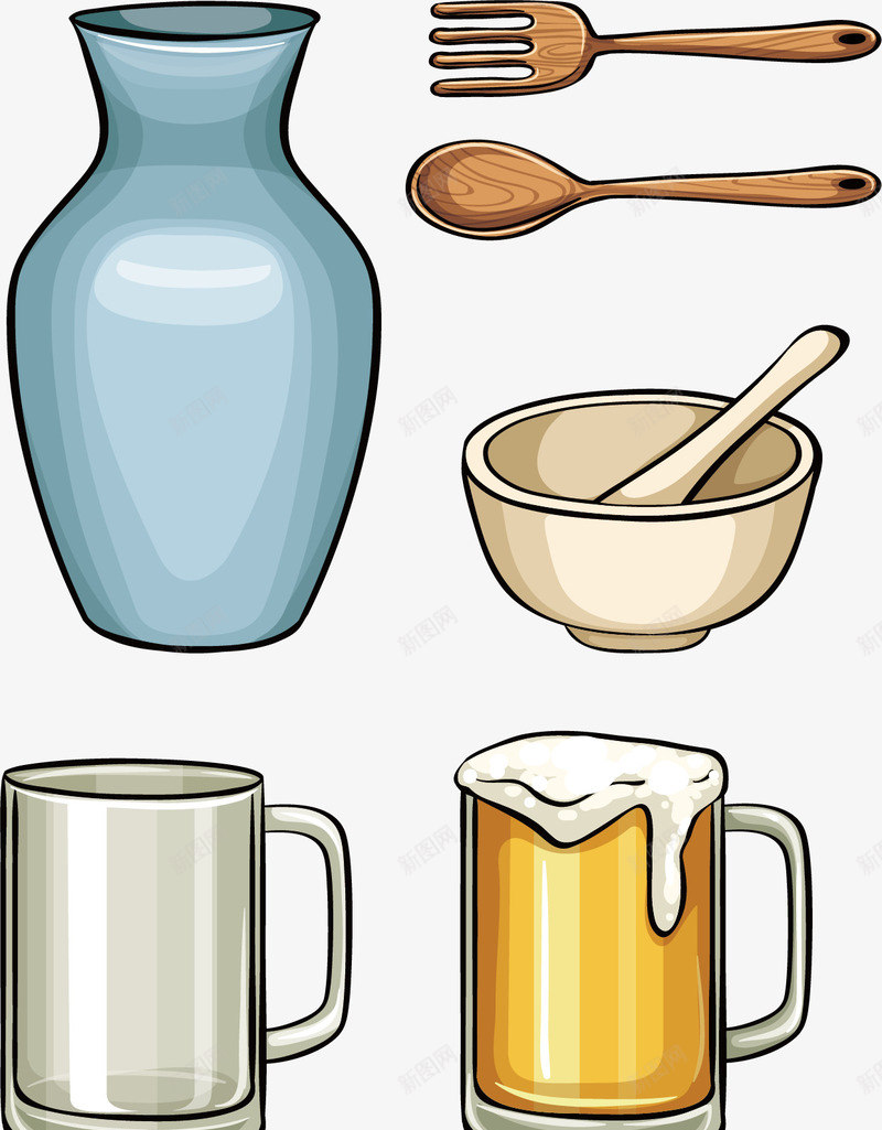 绿色花瓶png免抠素材_新图网 https://ixintu.com 啤酒杯 木质勺 瓷碗 矢量素材 花瓶
