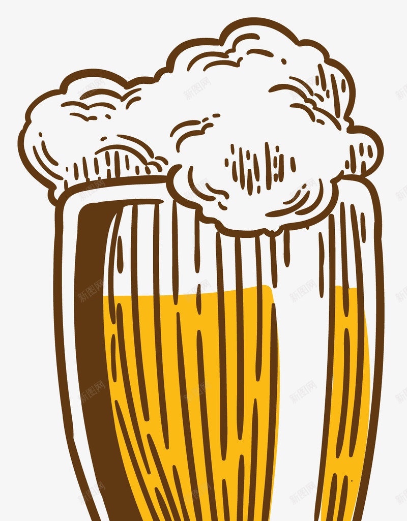 手绘褐色卡通啤酒png免抠素材_新图网 https://ixintu.com 卡通矢量啤酒 啤酒 手绘风格 褐色 褐色啤酒 酿造啤酒 麦芽啤酒