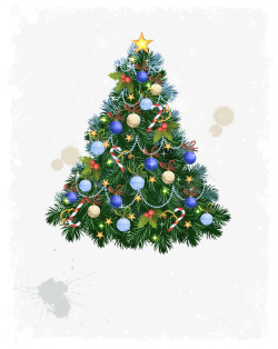 金色糖果圣诞节绿色圣诞树高清图片