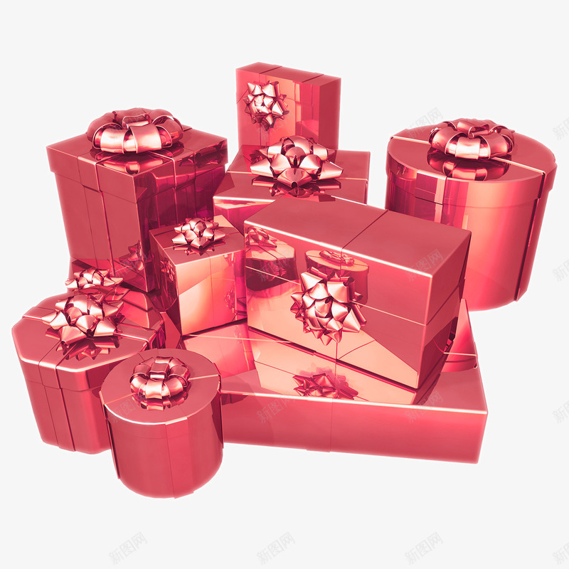 新年礼物装饰红色礼品盒png免抠素材_新图网 https://ixintu.com 新年 新年红色 礼品盒 礼物 装饰