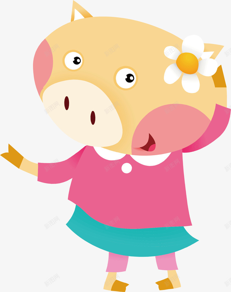 卡通手绘女性可爱猪矢量图ai免抠素材_新图网 https://ixintu.com 卡通的动物 可爱的猪 女性的猪 手绘的猪 矢量图