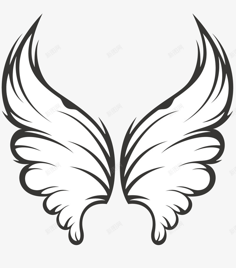 黑白翅膀矢量图图标ai_新图网 https://ixintu.com 简约翅膀 翅膀 飞翔 黑白翅膀 矢量图