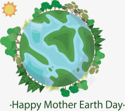 绿色地球地球母亲日海报矢量图素材