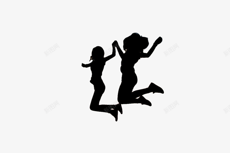 黑色跳跃人影png免抠素材_新图网 https://ixintu.com 人物 剪影 女性 跳起来的人 跳跃 黑色