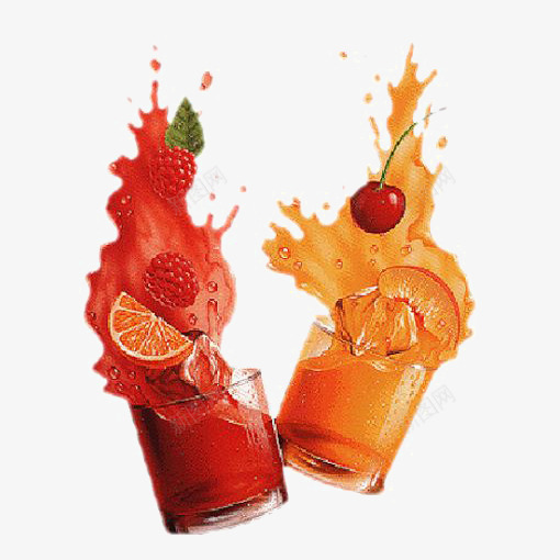 新鲜果汁png免抠素材_新图网 https://ixintu.com 创意果汁 夏季 樱桃汁 橙汁 混合果汁 草莓果汁 饮品
