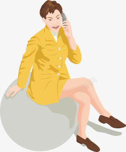 职业女性坐着打电话的人矢量图高清图片